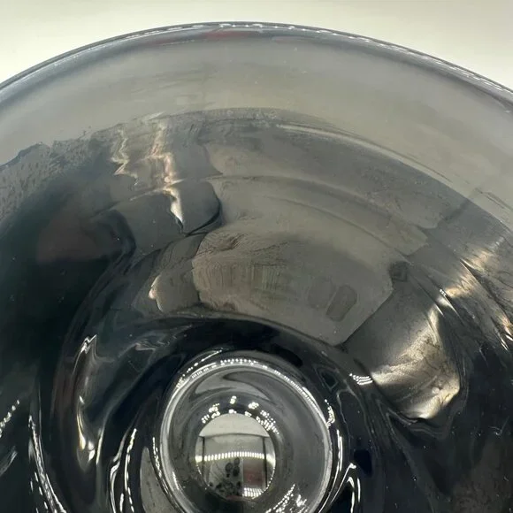 Art Glass Bowl Hand Blown Brehat France Signed Smoke Gray Silver Artsian Made - Picture 5 of 10